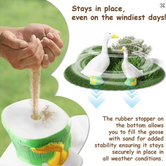 18cm Large White Goose Garden Decor Unique Outdoor Garden Landscape Animal Statu - Picture 3 of 5